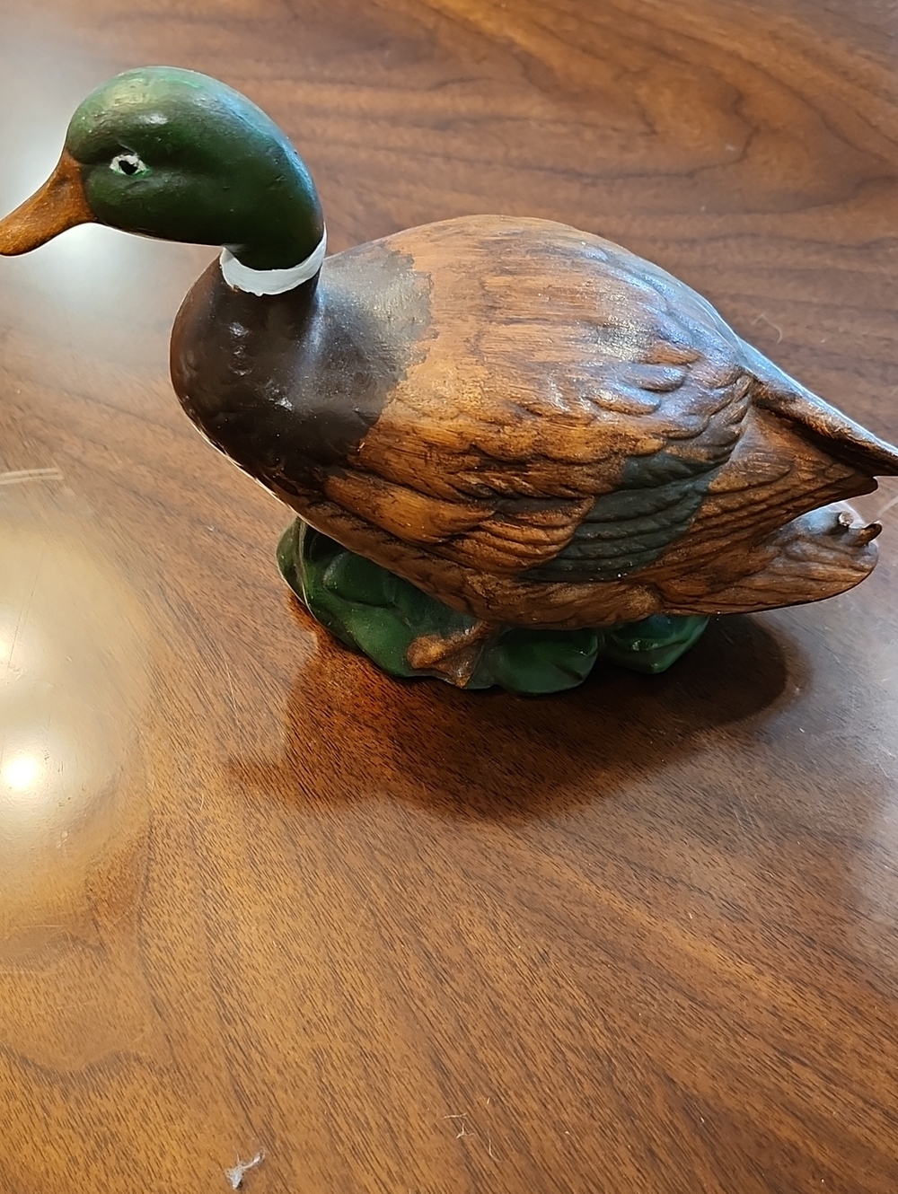 Hand-Painted Green and Brown Mallard Duck Figurine Ceramic